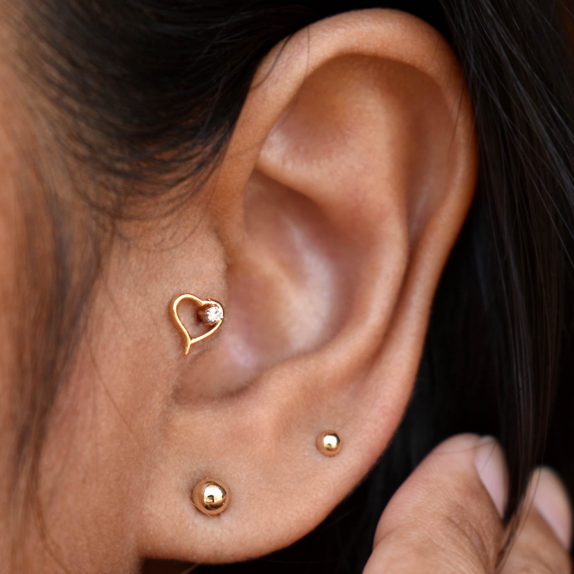 Fancy Heart Piercing Stud Abhika Jewels