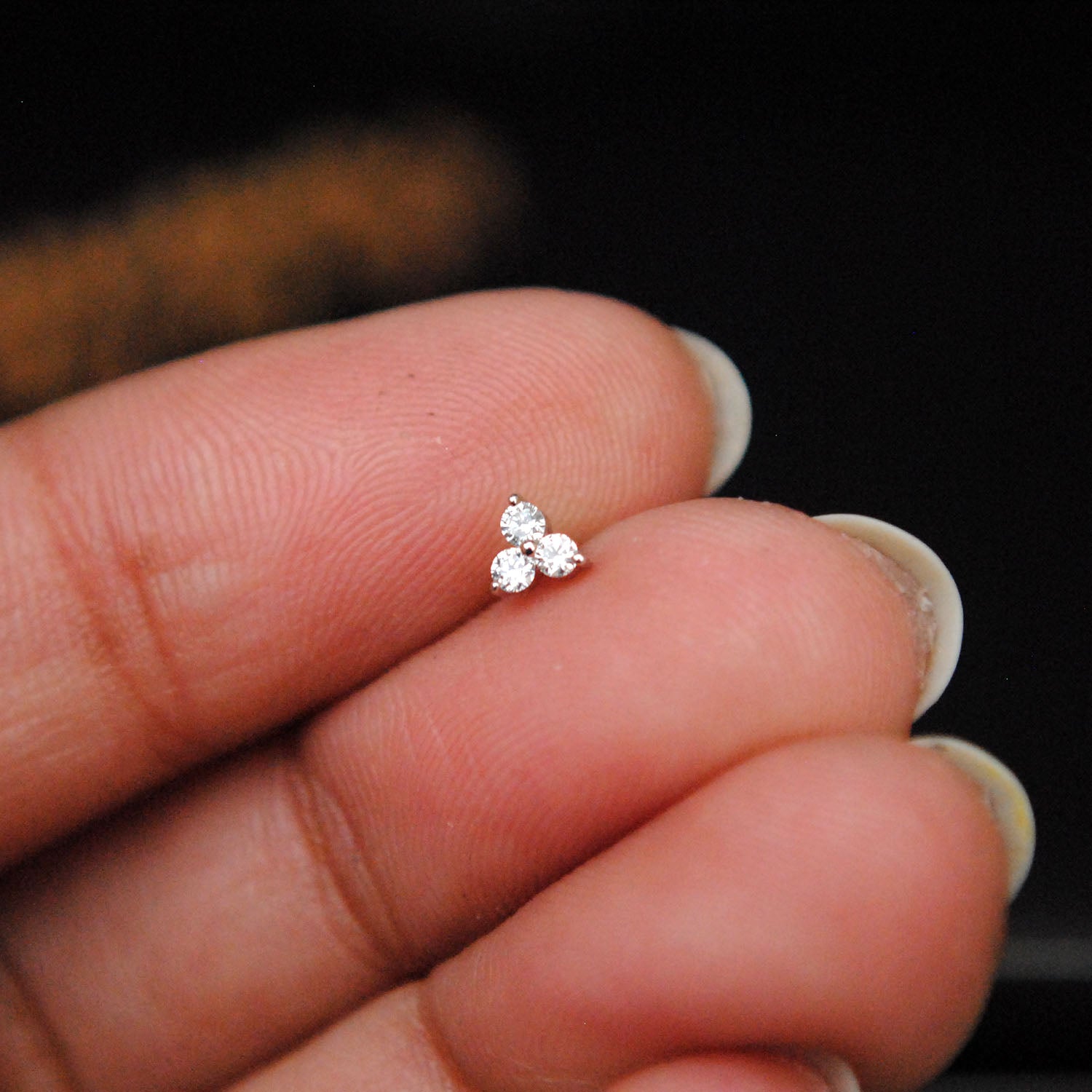 3 diamond nose stud Clearance
