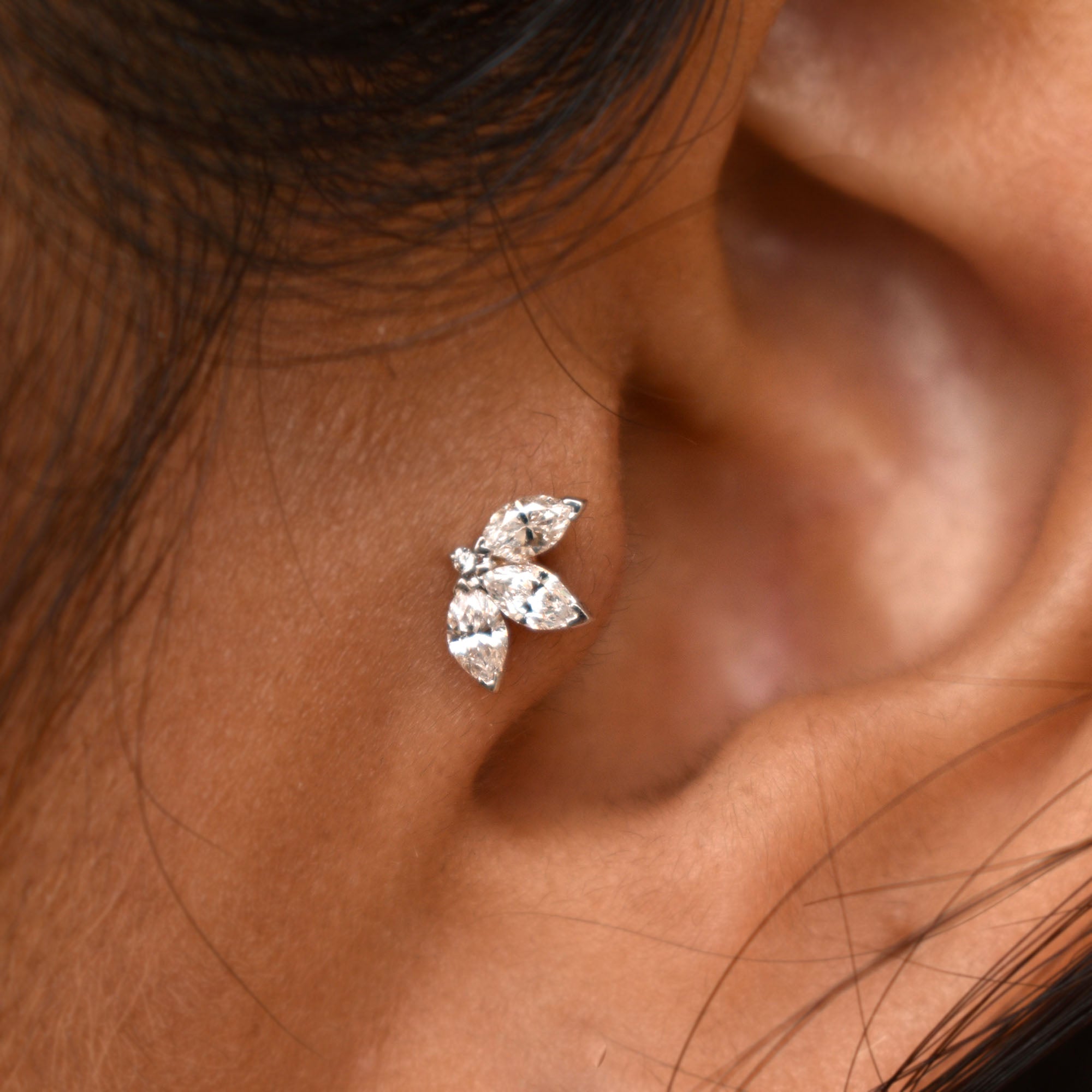 Marquise Lotus Piercing Stud Abhika Jewels