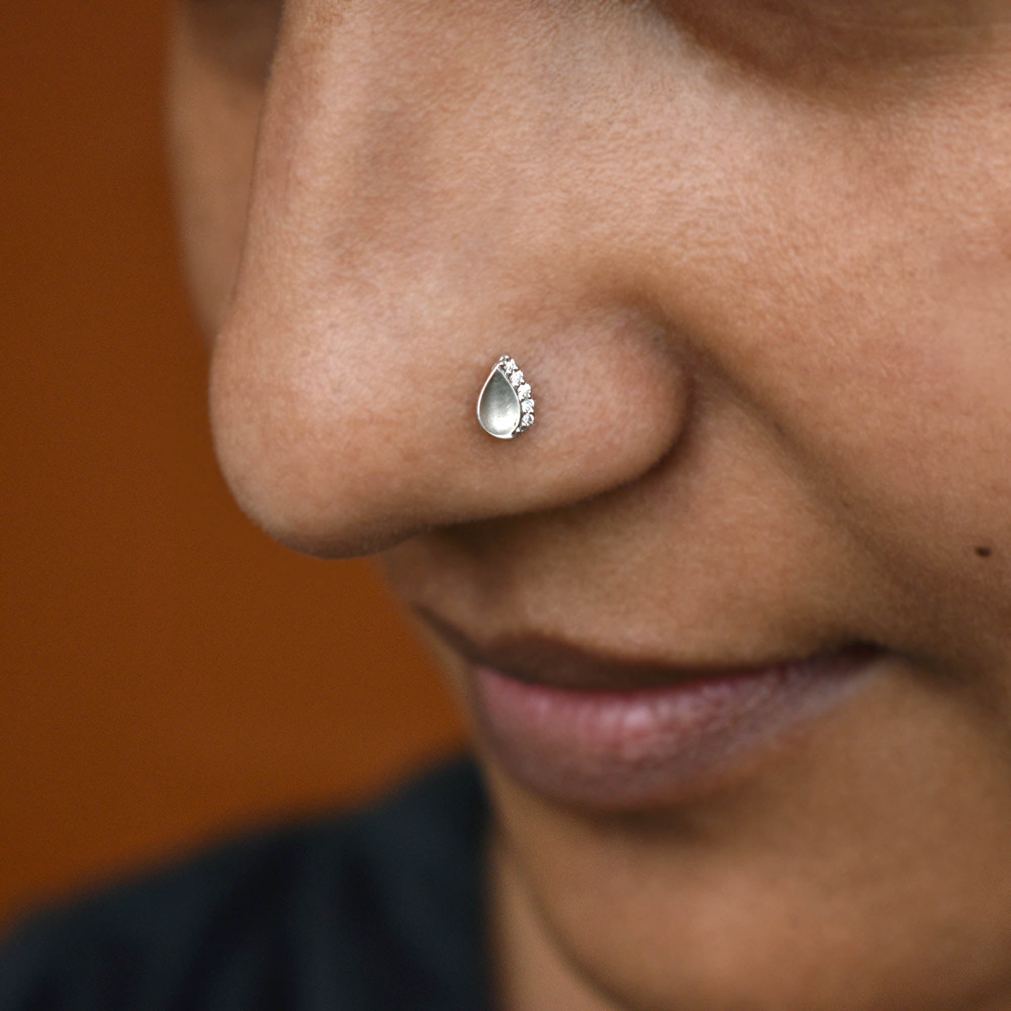 Concave Drop with Diamond Crescent Stud