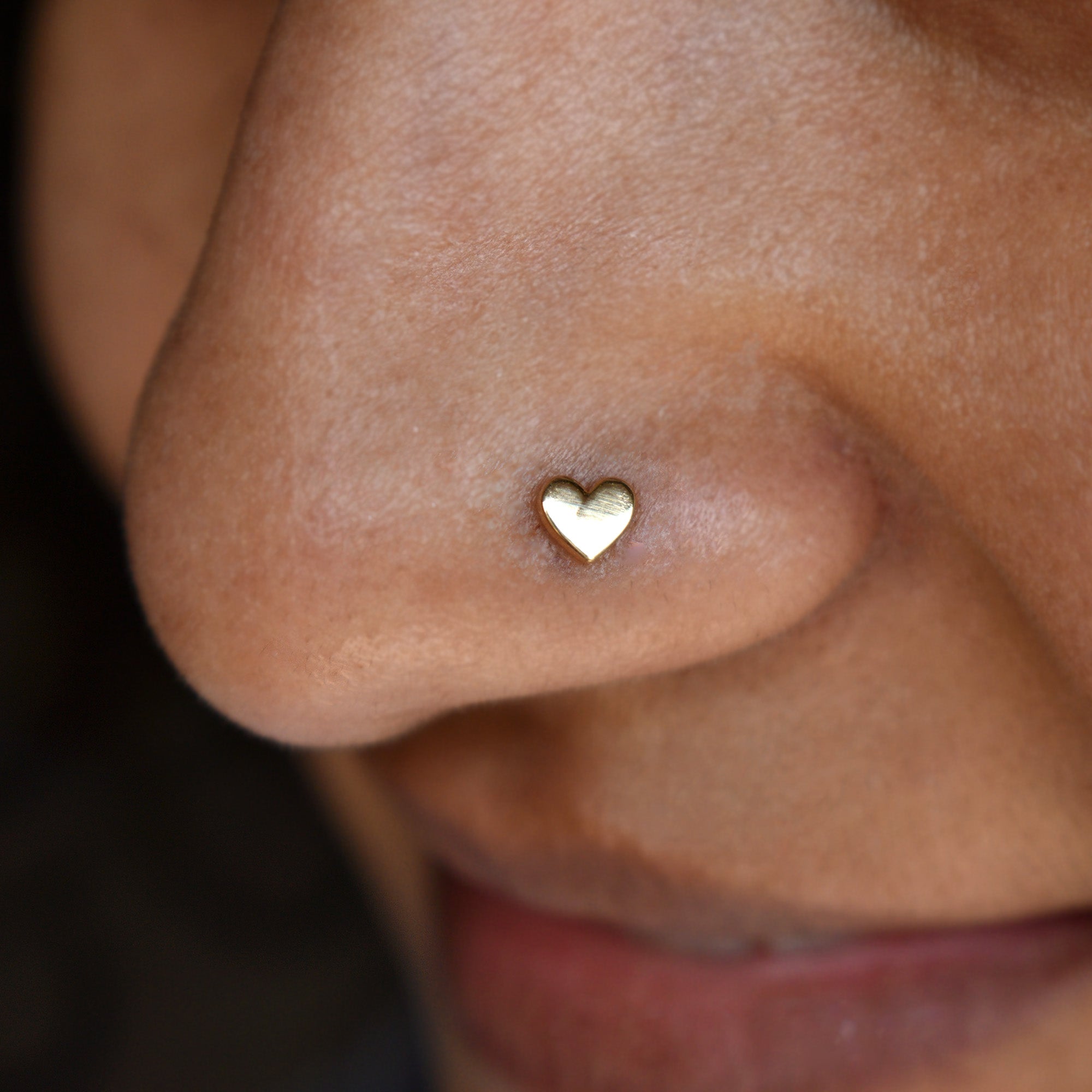 Tiny Gold Heart Piercing Stud