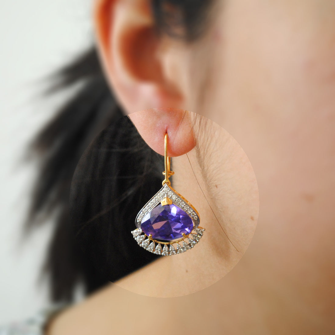 Purple Paradise Bridal Dangle Earrings