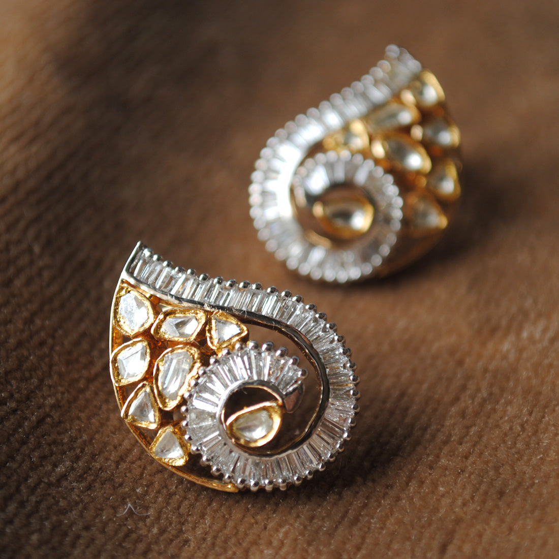 Diamond & Kundan Paisley Fusion 18K Gold Earrings