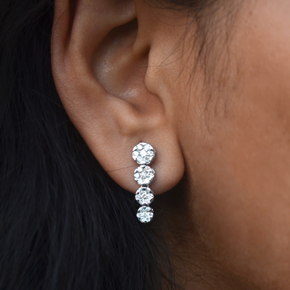 Shimmering American Diamond Long Earrings | Ornate Jewels