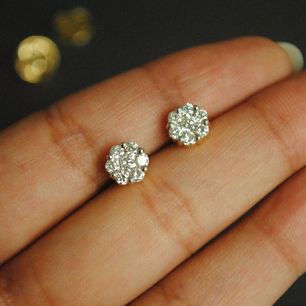 Discover 248+ diamond cluster earrings gold latest
