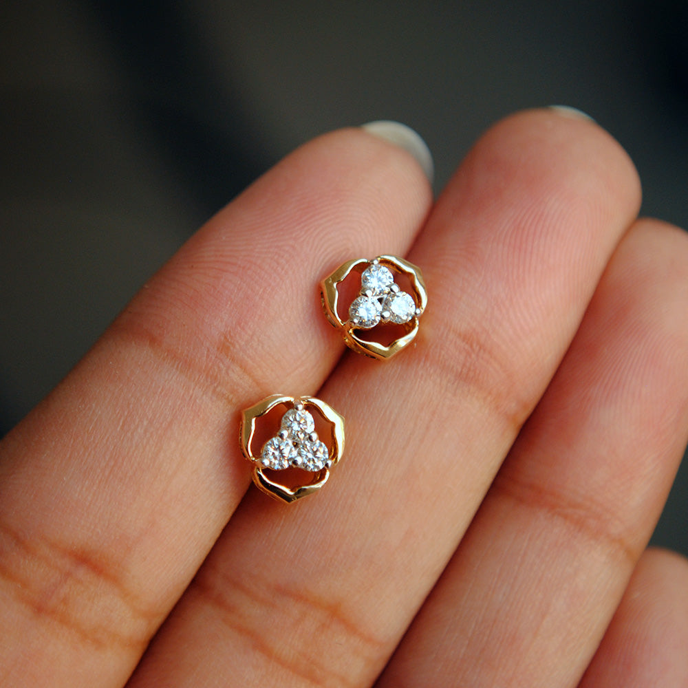 Floral Trinity Diamond Cluster Earrings