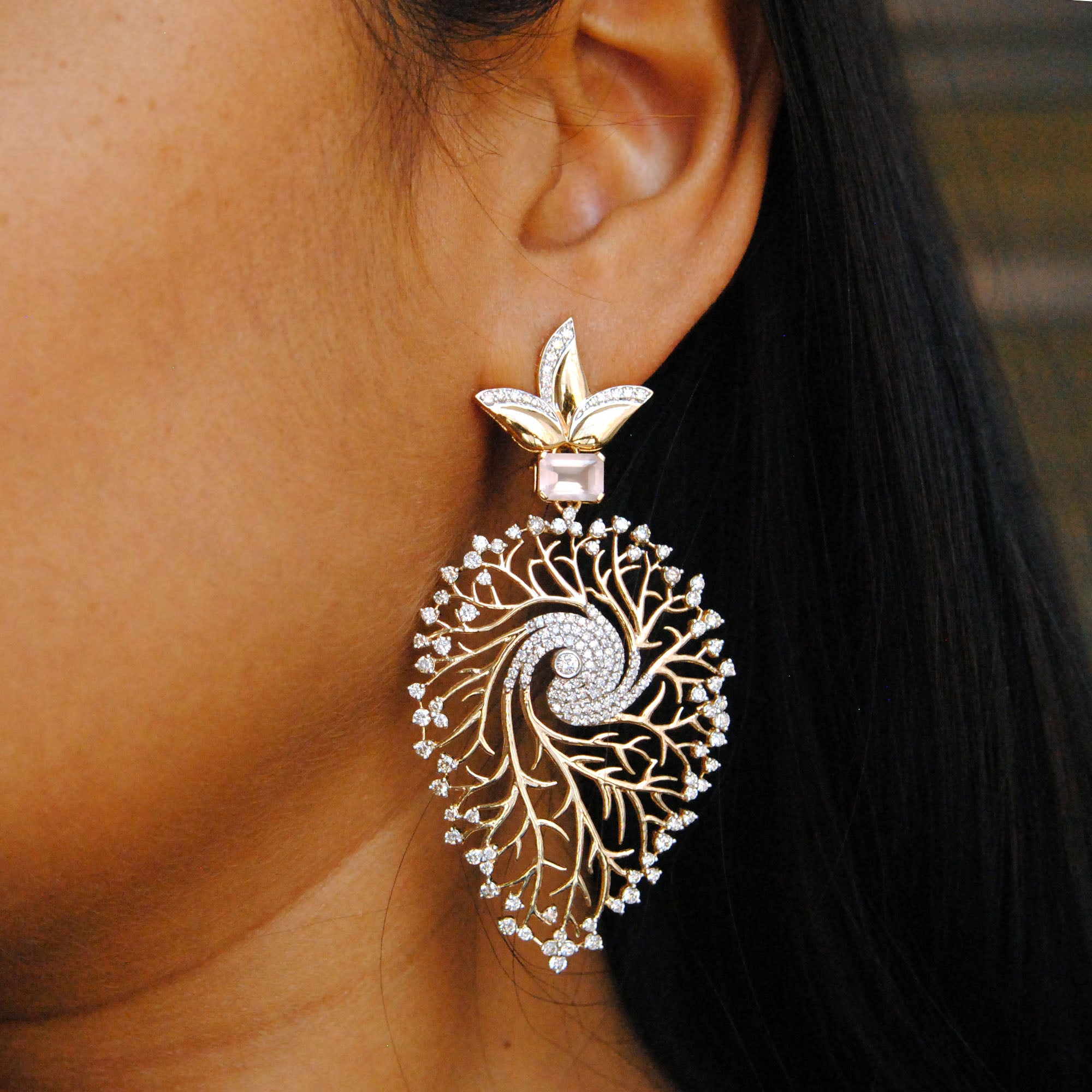 Roots of Life' Long Statement Earrings