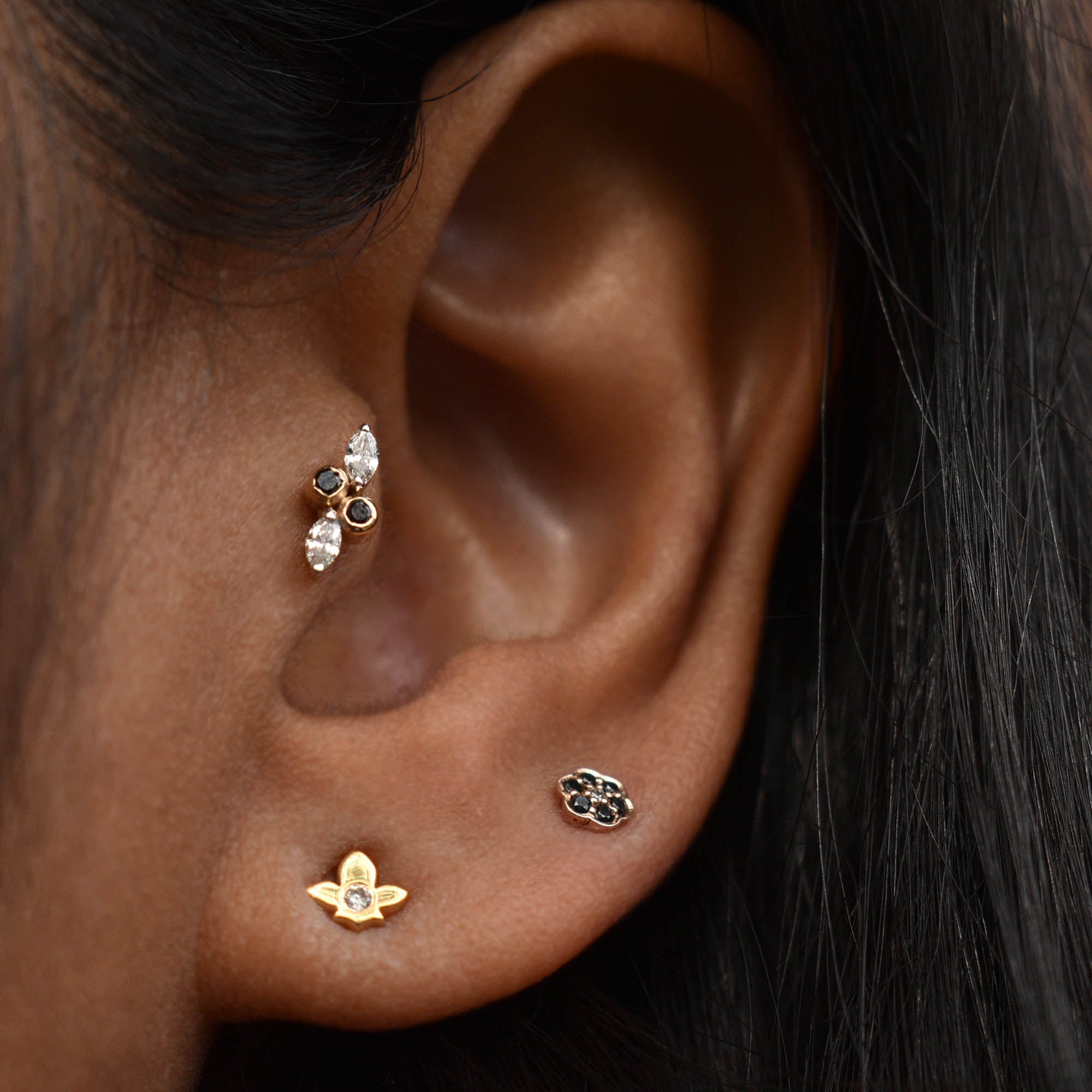 2 Tone Diamond Stud for Piercings