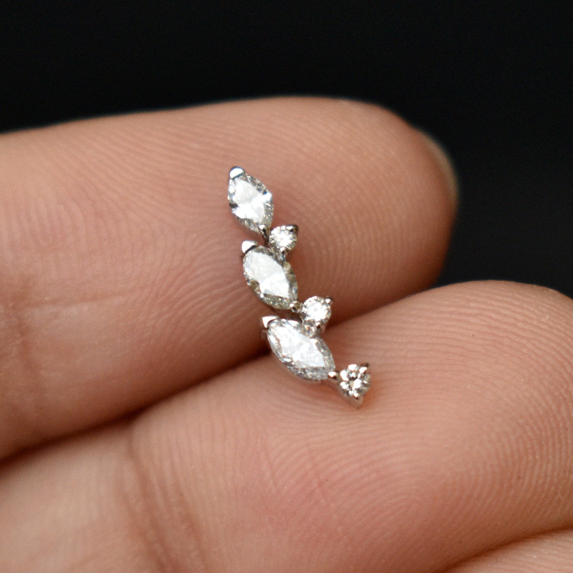 Marquise & Round Diamond Curved Ear Climber