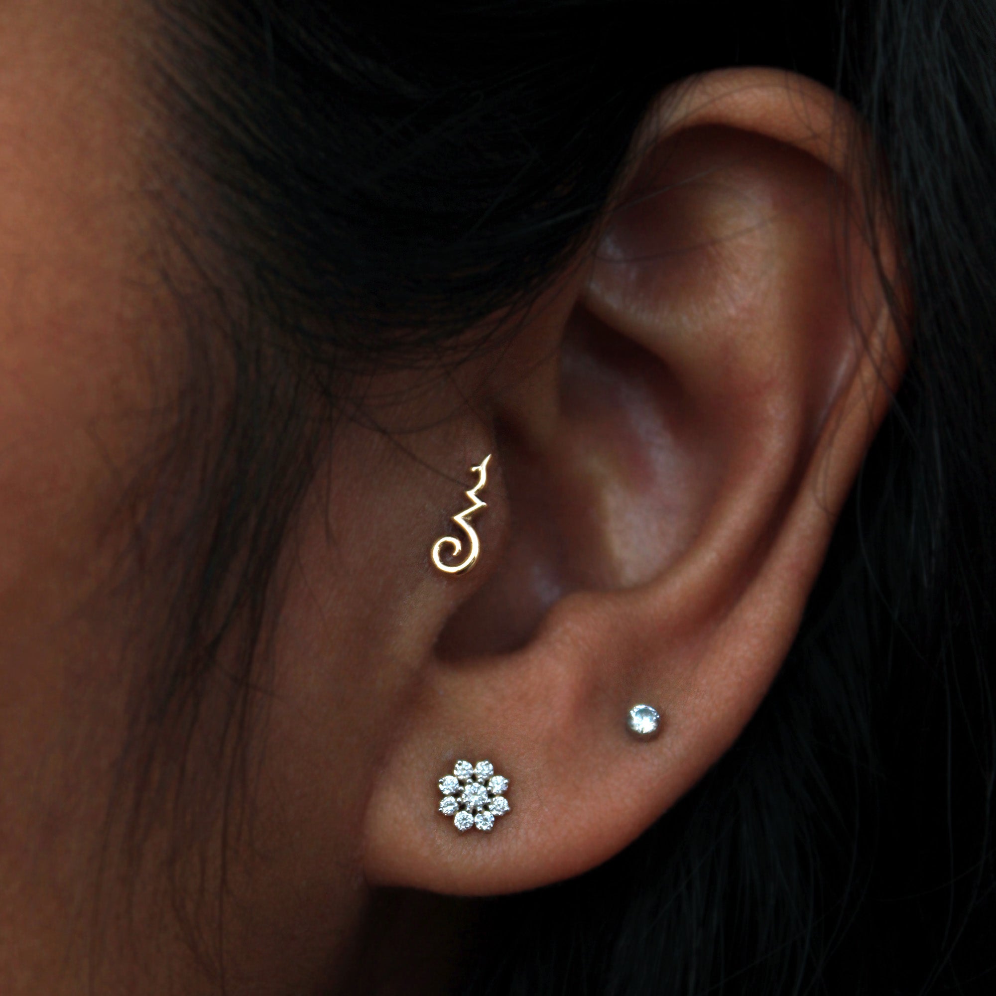 Long Curvy Tragus Earring