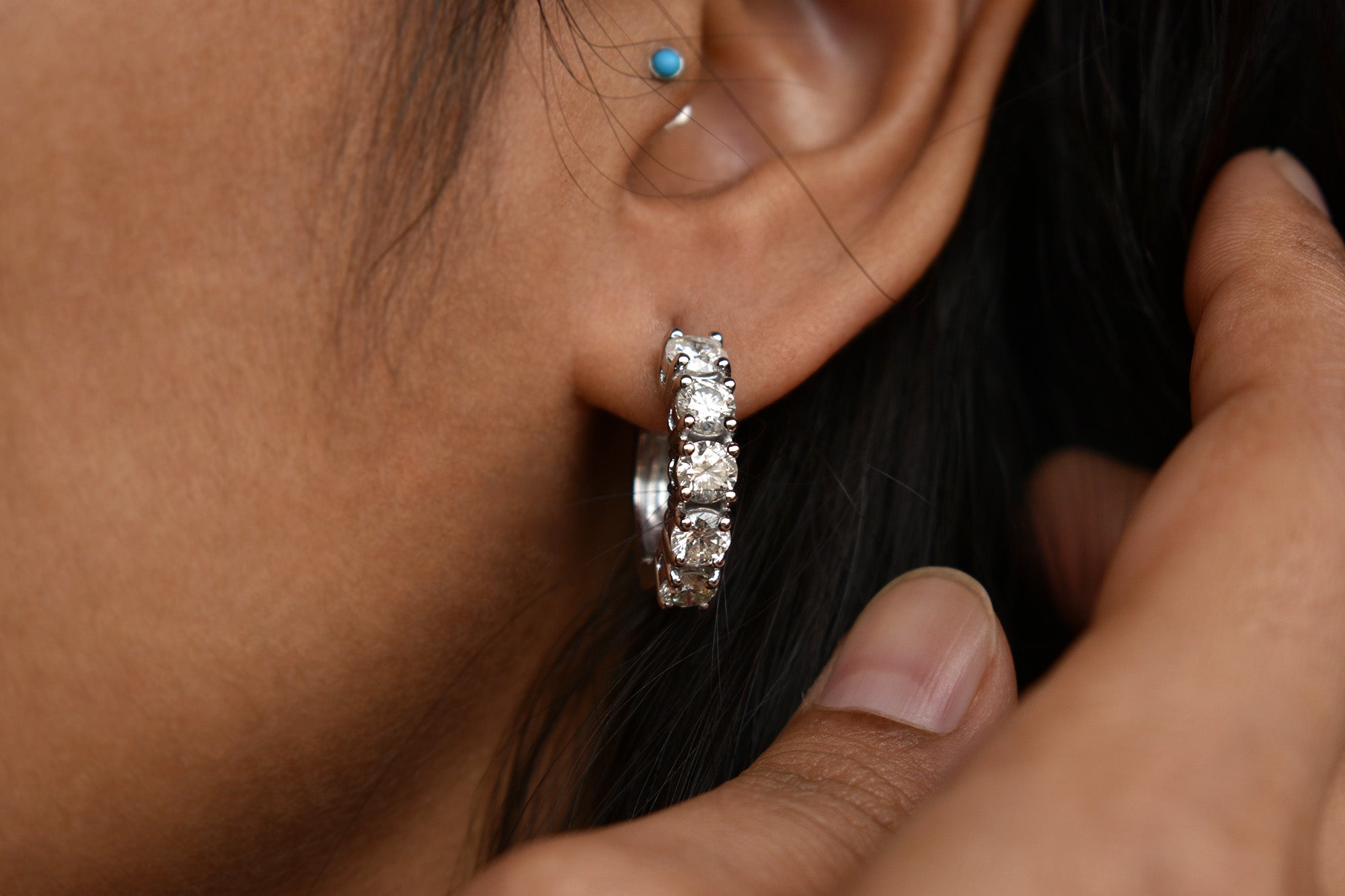 3 Carat Natural Diamond Chunky Hoop Earrings