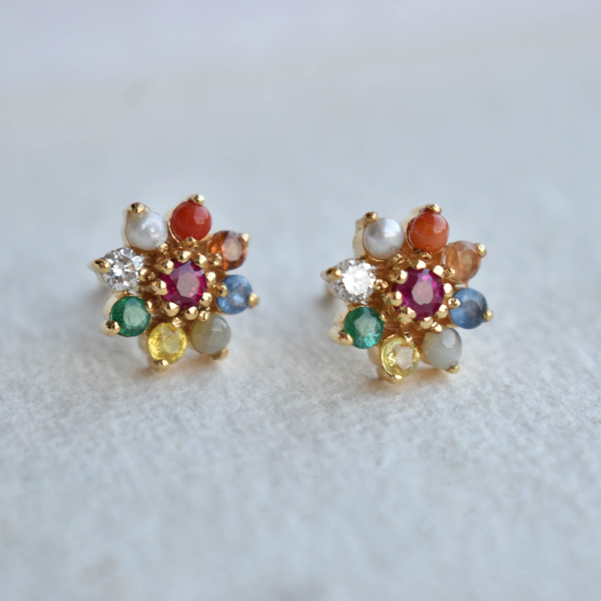 12mm Navratna Ear Studs