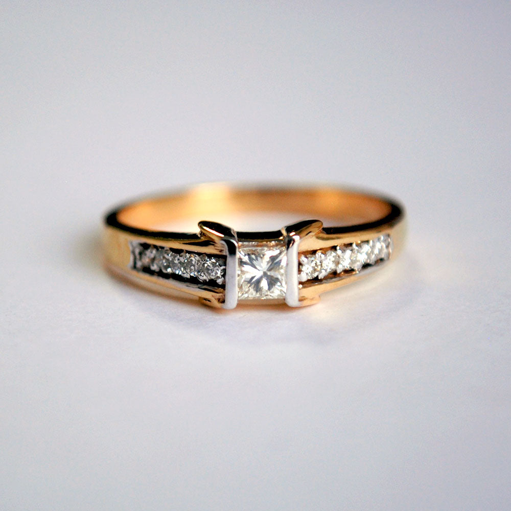 Princess Cut Broad Studded Band Diamond Ring