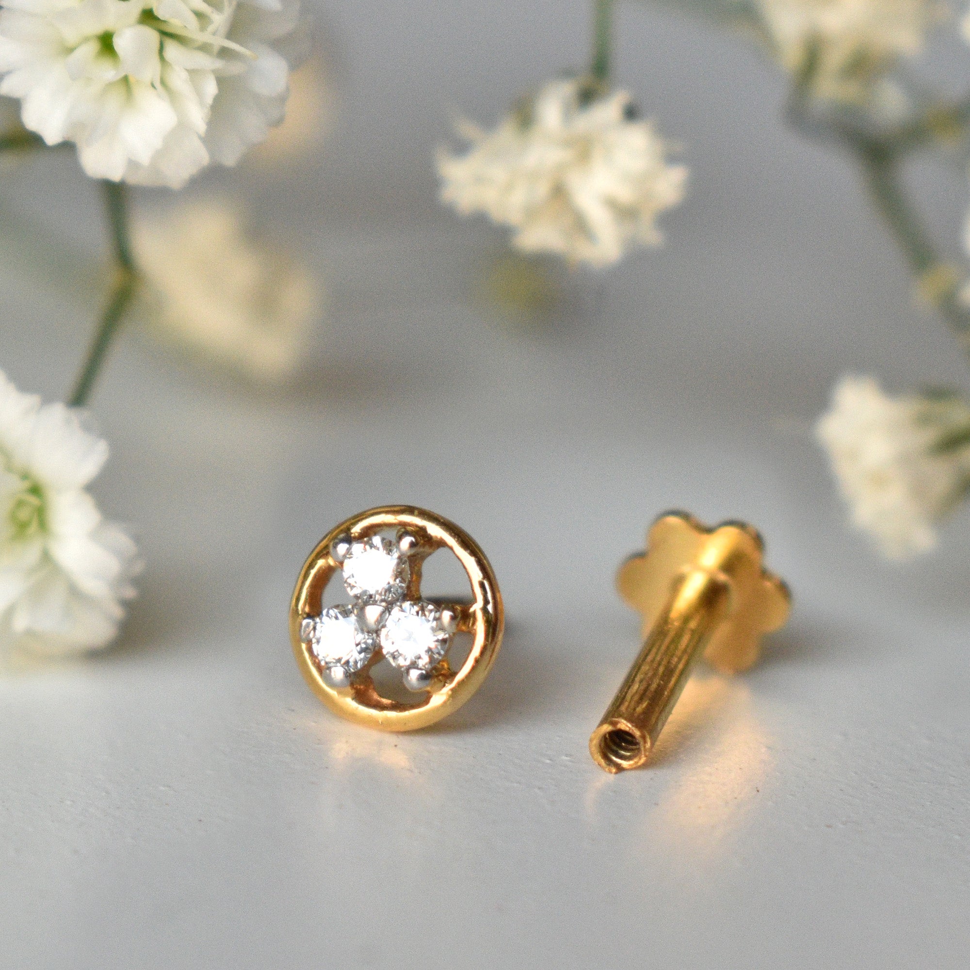 2mm 3mm Solid Gold Ball Stud Earrings - Abhika Jewels