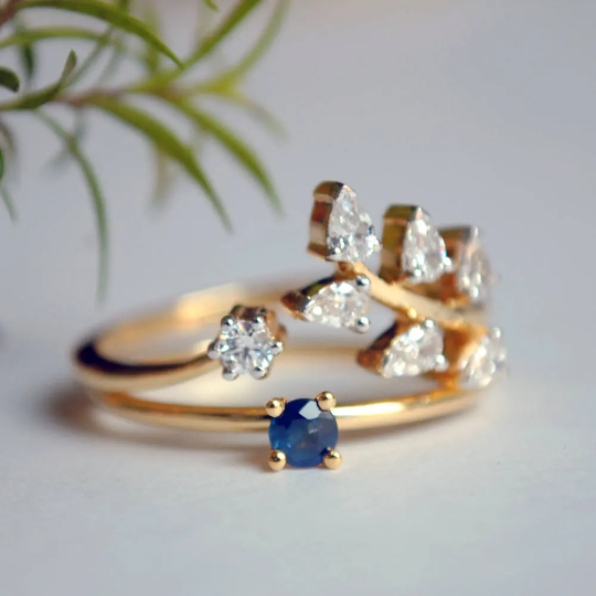 14k White Gold 8 Ct Lavender Gray Star Sapphire Ring w Diamond Halo *V –  Sea Green Mermaid