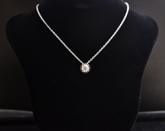 Solitaire Diamond Necklace 1 ct tw Round-cut 14K White Gold 18