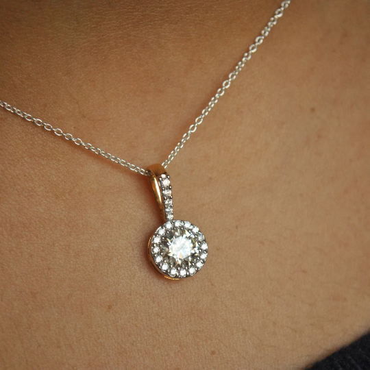 Diamond Solitaire Necklace 1/4 ct tw Round-cut 14K White Gold 18