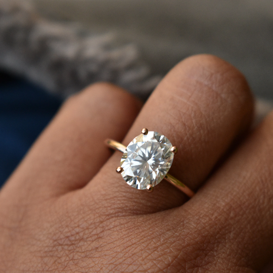 10 Carat Oval Moissanite Diamond Ring Gold | The Karat Store