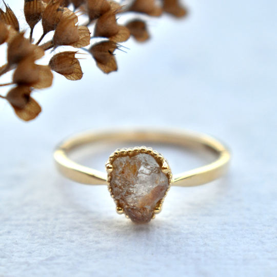 Devi: Nature Inspired Rough White Diamond Engagement Ring | Ken & Dana