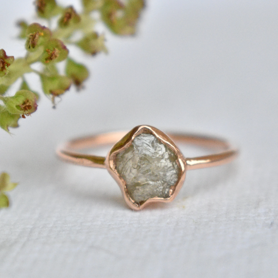 Three Stone Rough Diamond and Sterling Silver Ring – Gaia's Candy