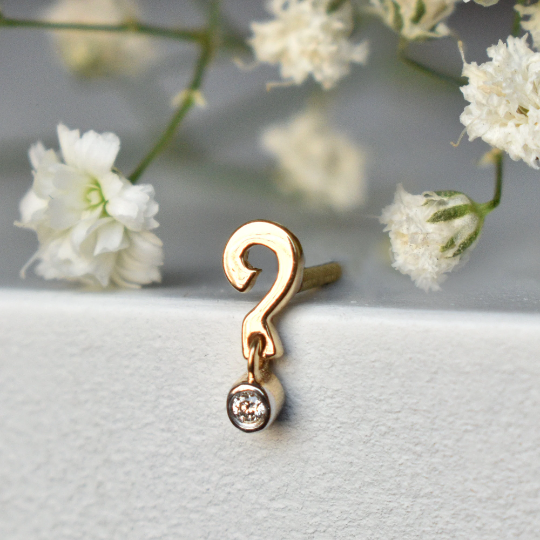 Question Mark Punctuation Ear Piercing Stud