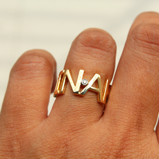 Buy Unique Source for Boutique Shops, 1 Piece Handmade Delicate Gold Filled  Old English Initial m Name Signet Rings Gifts for Mom Mama Brands Online in  India - Etsy