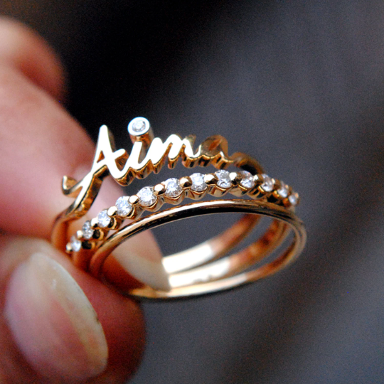 Custom Name Signet Glossy Gold Ring – Zenith Jewelry