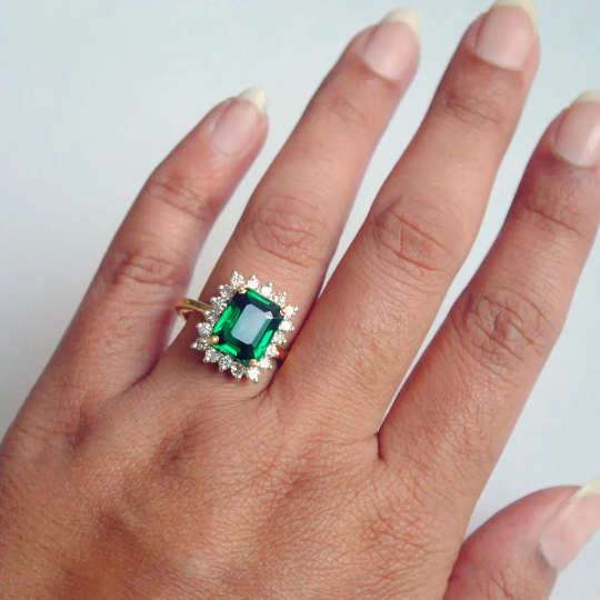 Emerald and diamond bands on sale
