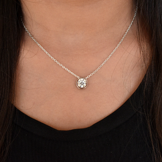 1 Ct Halo Diamond Pendant Necklace 18