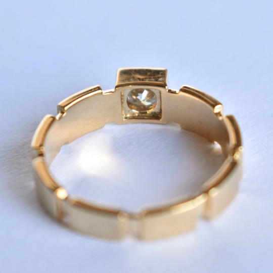 Buy Unisex 18 k gold hammered handmade ring gold stack ring online at  aStudio1980.com
