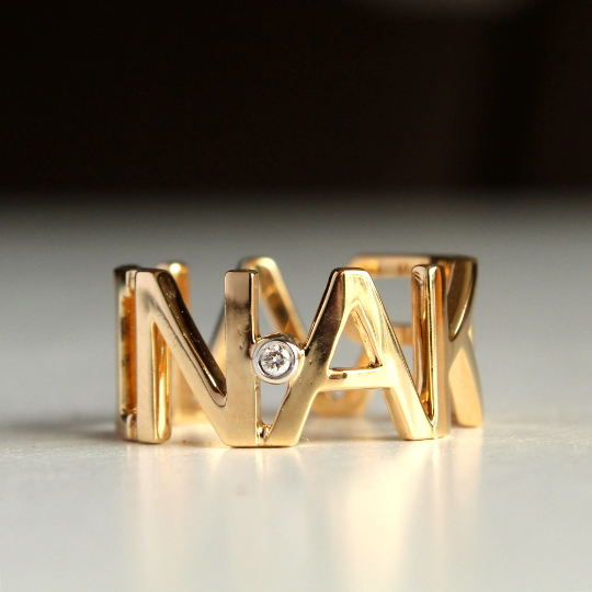 Two Names Cursive Ring - Gold Electroplated