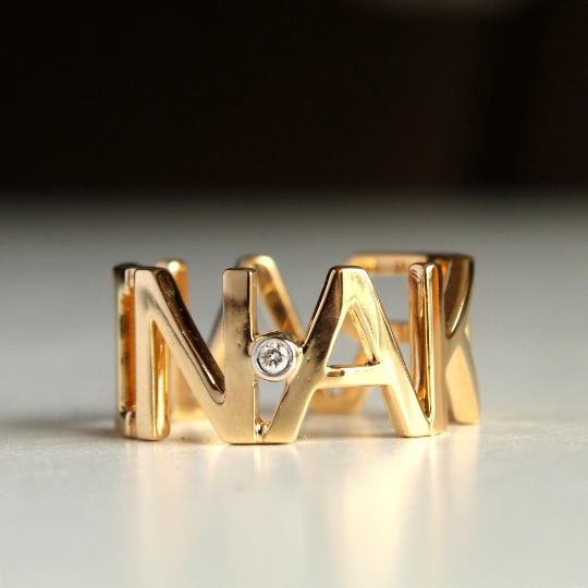Solid Gold Eternity Name Ring with Natural Diamond