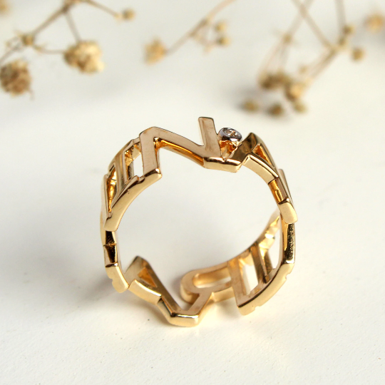 N Initial Gold Letter Ring – www.pipabella.com