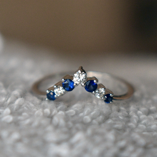 Blue Sapphire Channel-Set Eternity Wedding Band Bridal Ring
