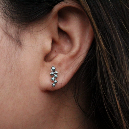 Teal Diamond Celestial Ear Climbers