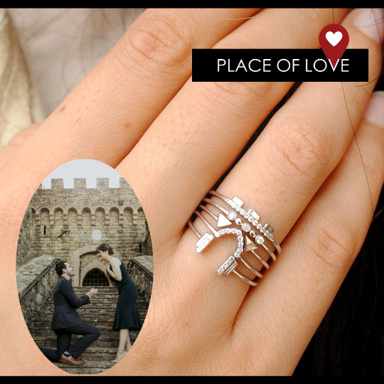 5 Stacking Ring Set with Romantic Location Theme Heritage Architecture Castles Place of Love