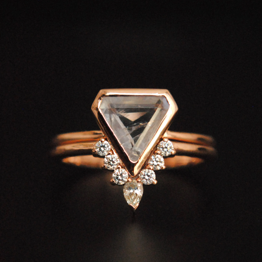 OOAK Shield Cut Hexagon Bezeled Diamond Ring - SOLD – Vale Jewelry