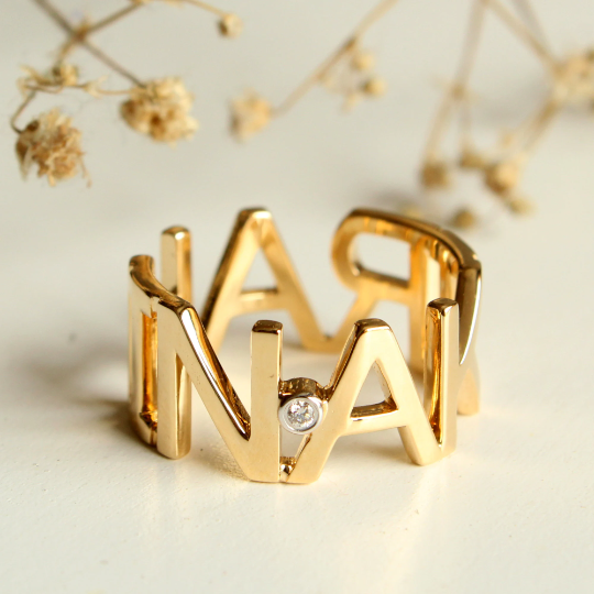 Chunky Gold Initial Ring