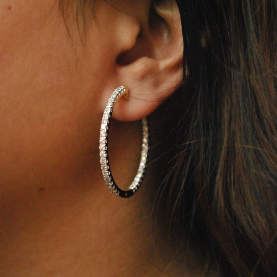 14k, 1.5" Statement Inside Out Hoops