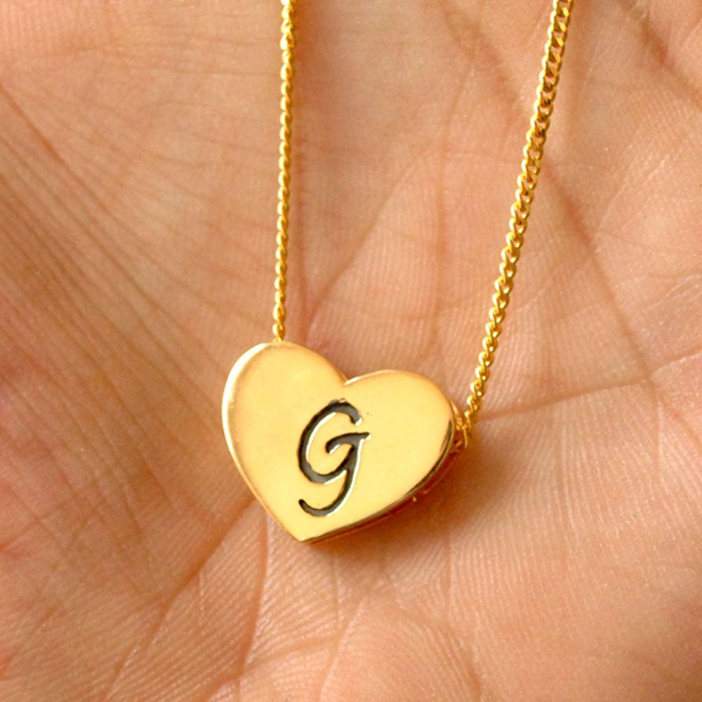 SALE 18K Solid Gold G Pendant Necklace, READY TO SHIP Initial