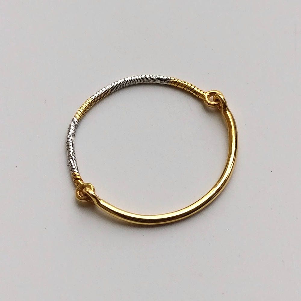 18K Gold Chain Ring, Gold Snake Chain and Band Ring, Simple Skinny
