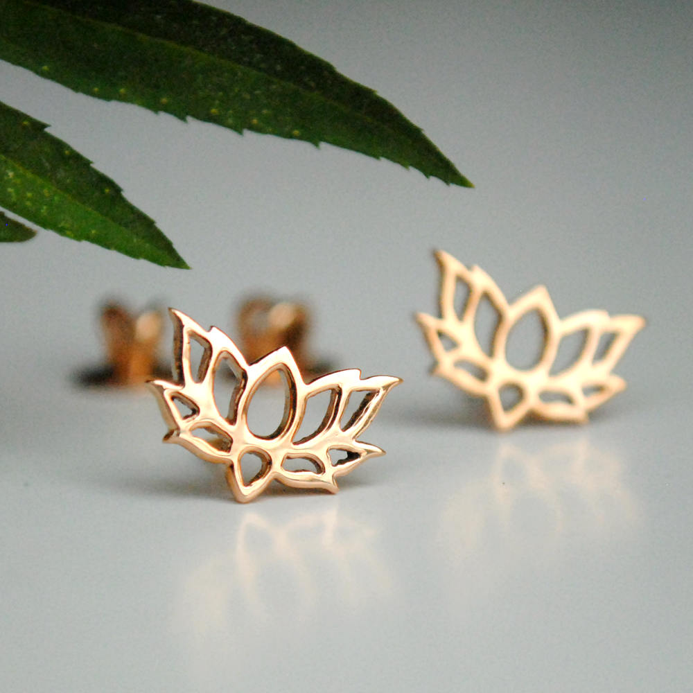 Lotus Stud Earrings-Abhika Jewels