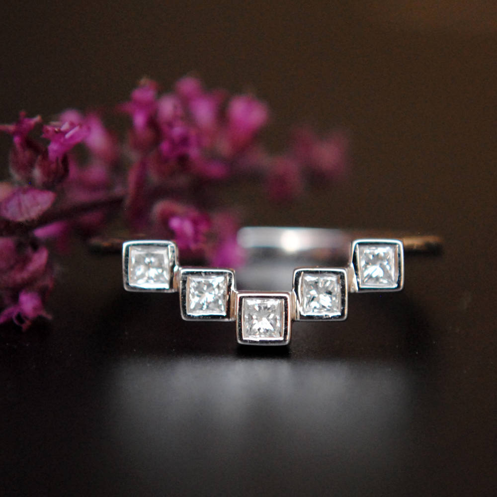 Geometric Princess Cut Diamond Band-Abhika Jewels