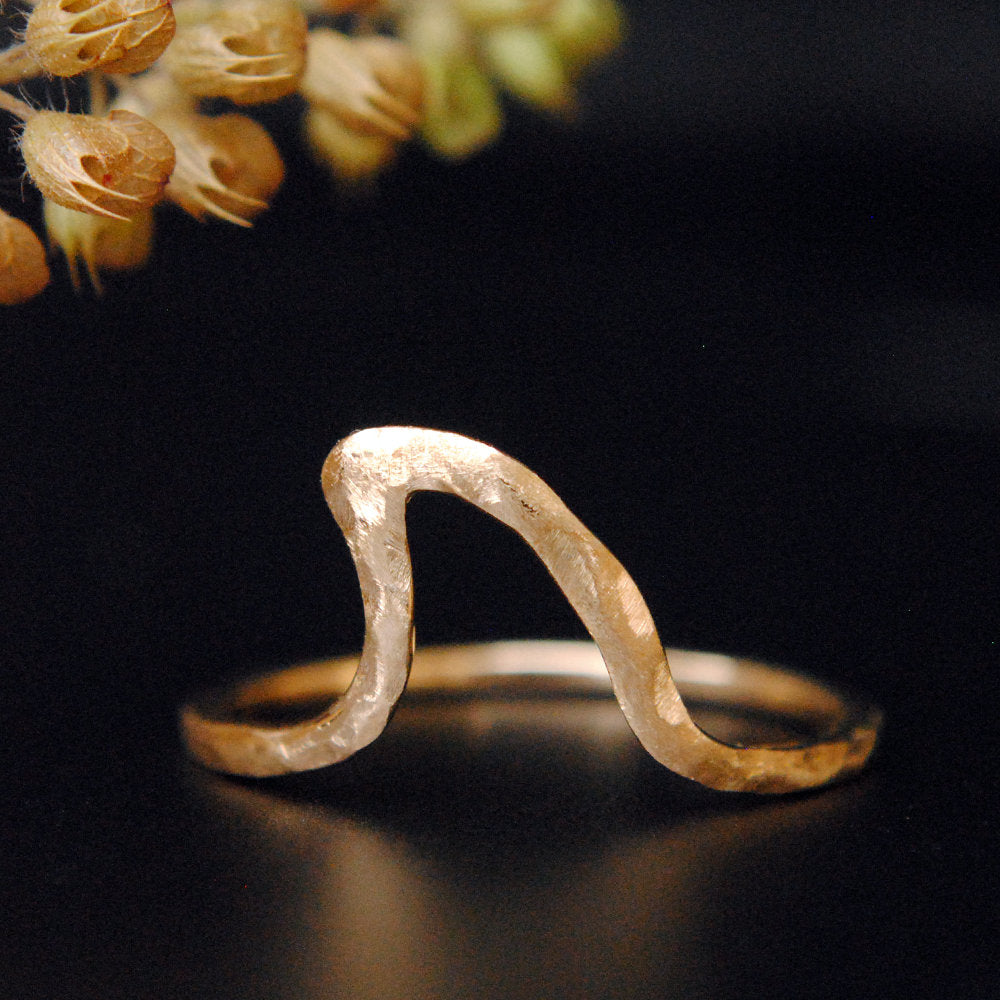 Hammered Gold Wave Ring-Abhika Jewels