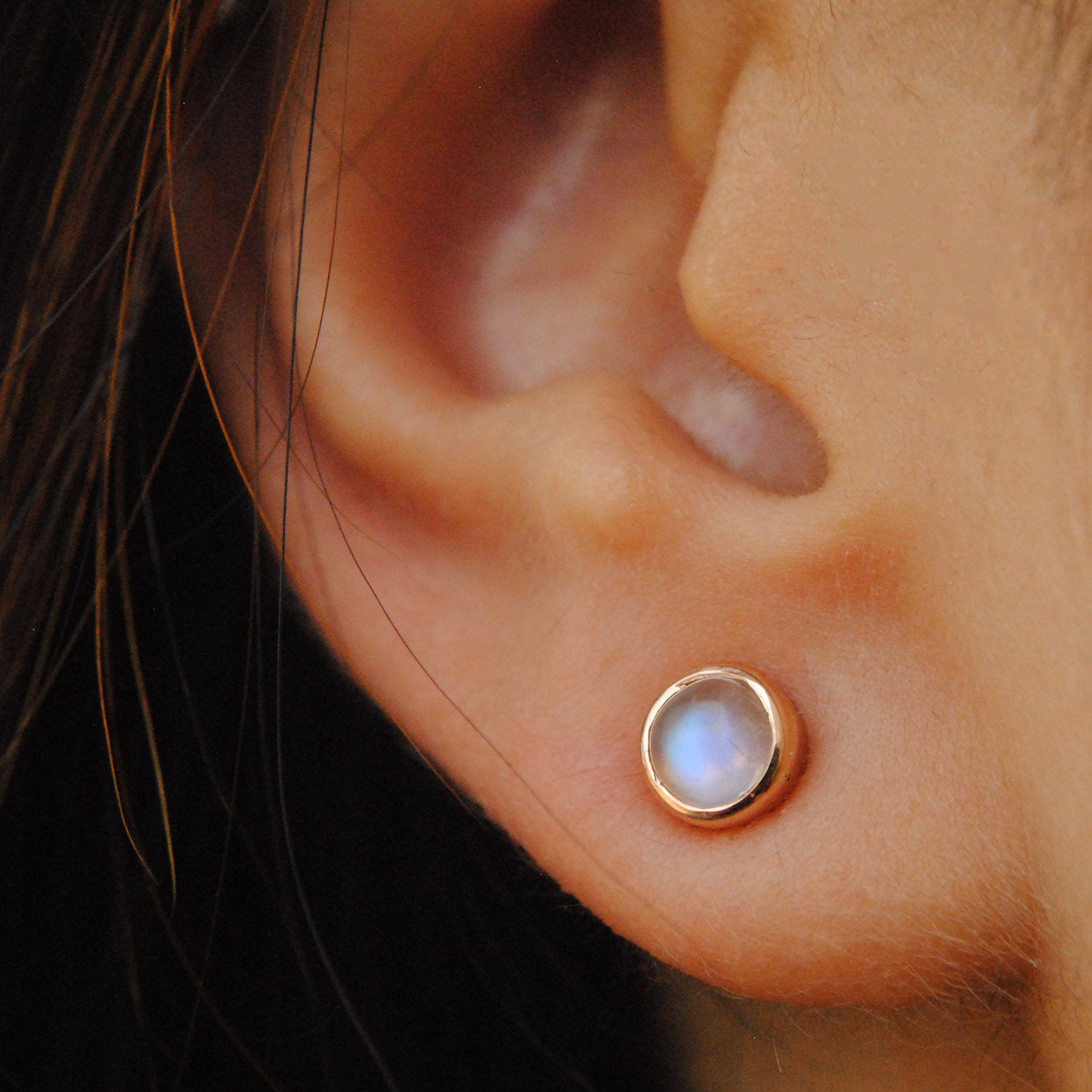 Moonstone Stud Earrings by Camille Kostek | Organic Texture Earrings