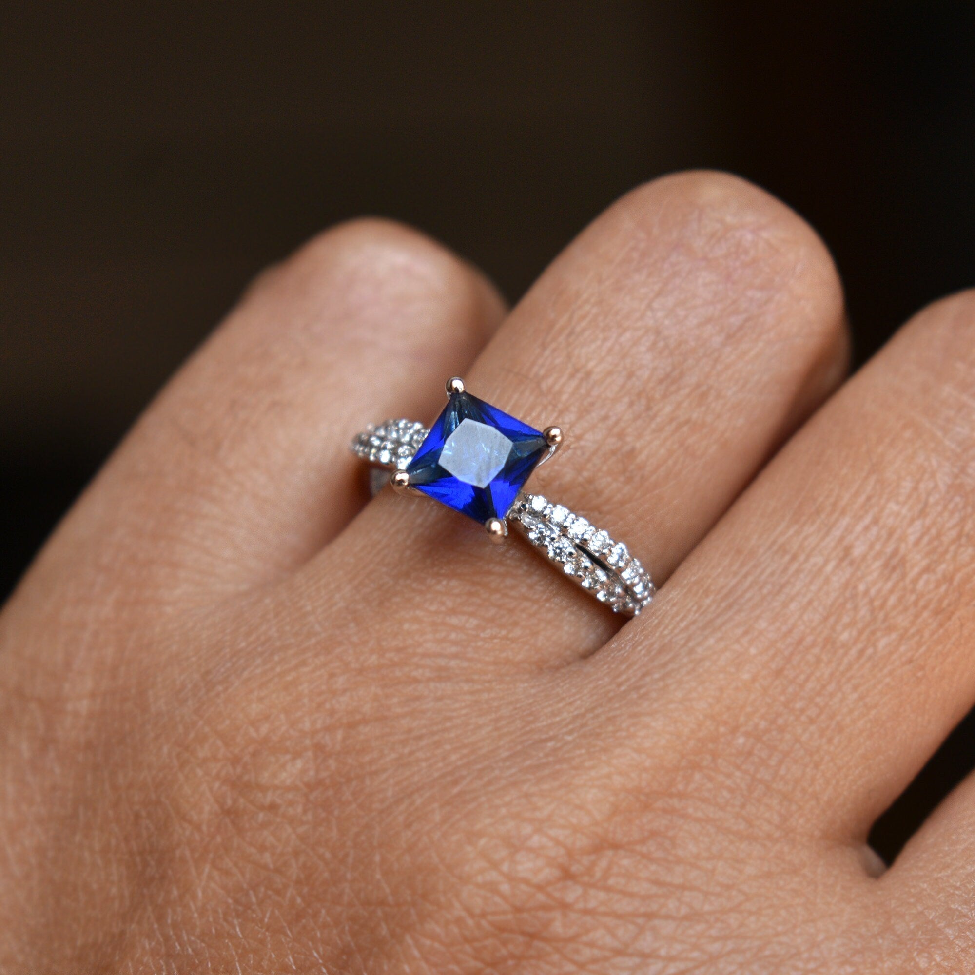 Blue stone and diamond ring Clearance