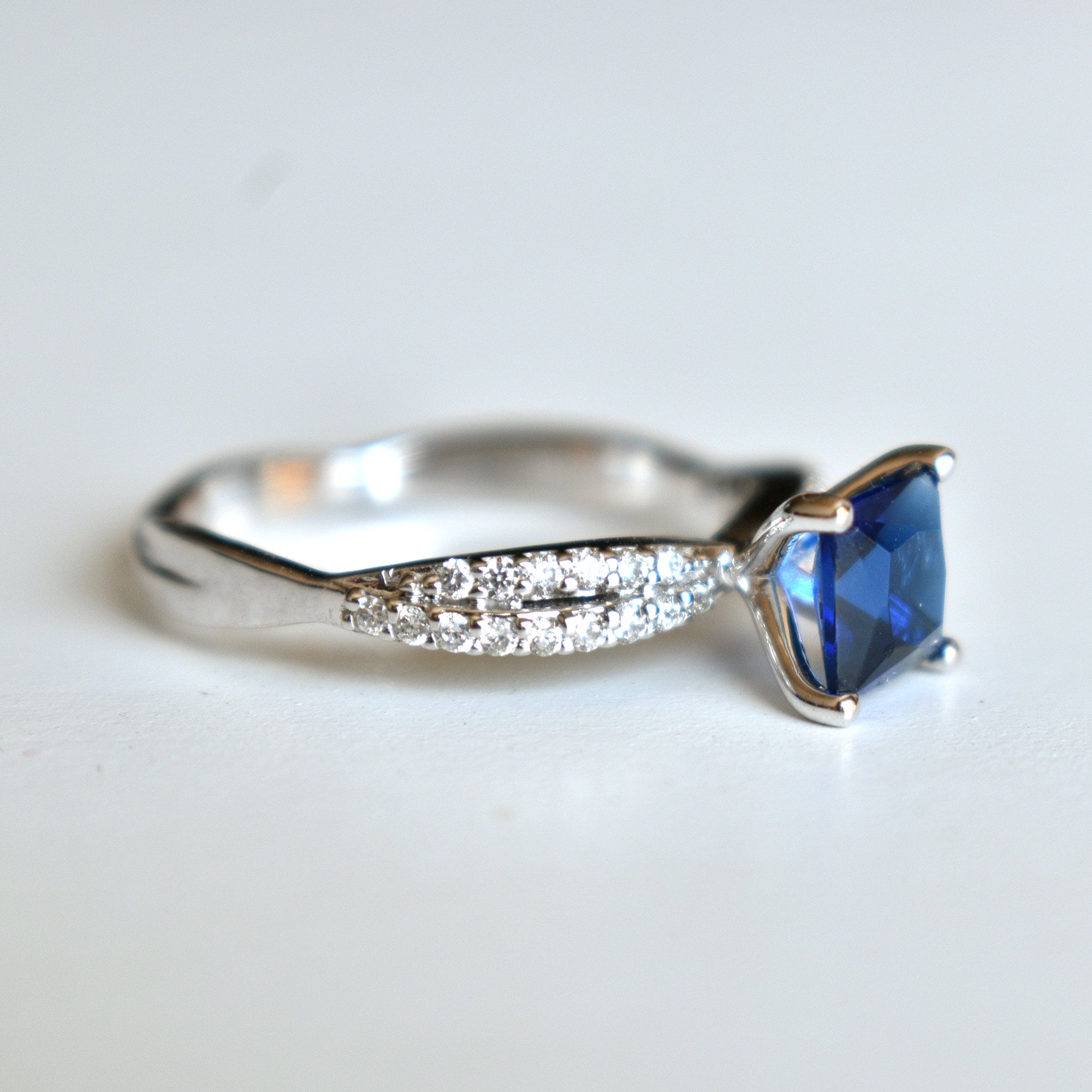 Blue Sapphire and Diamond 14kt White Gold Ring | Costco