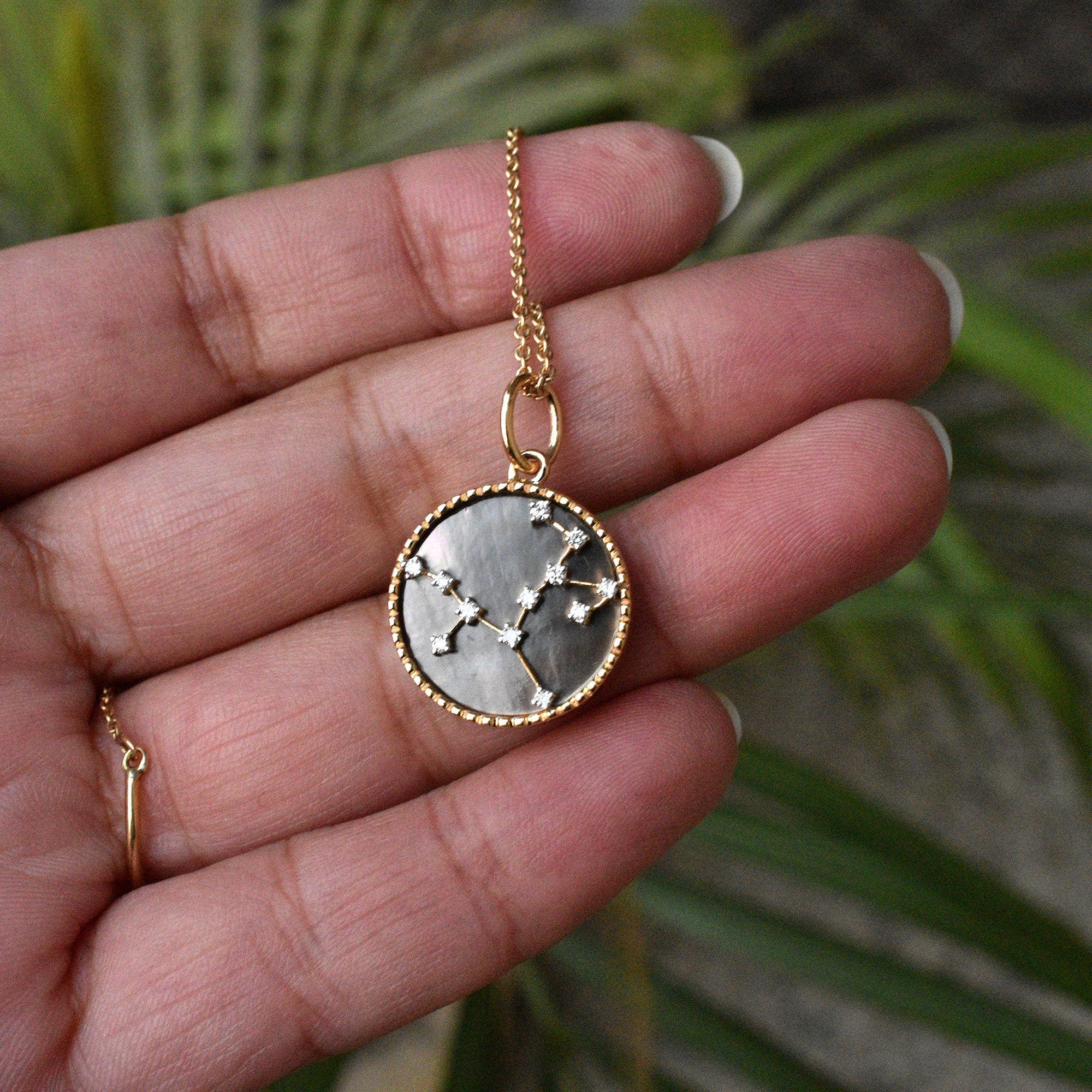 18K Yellow Gold Plated Zodiac Pendant Necklace – Stainless Steel, Celestial Theme