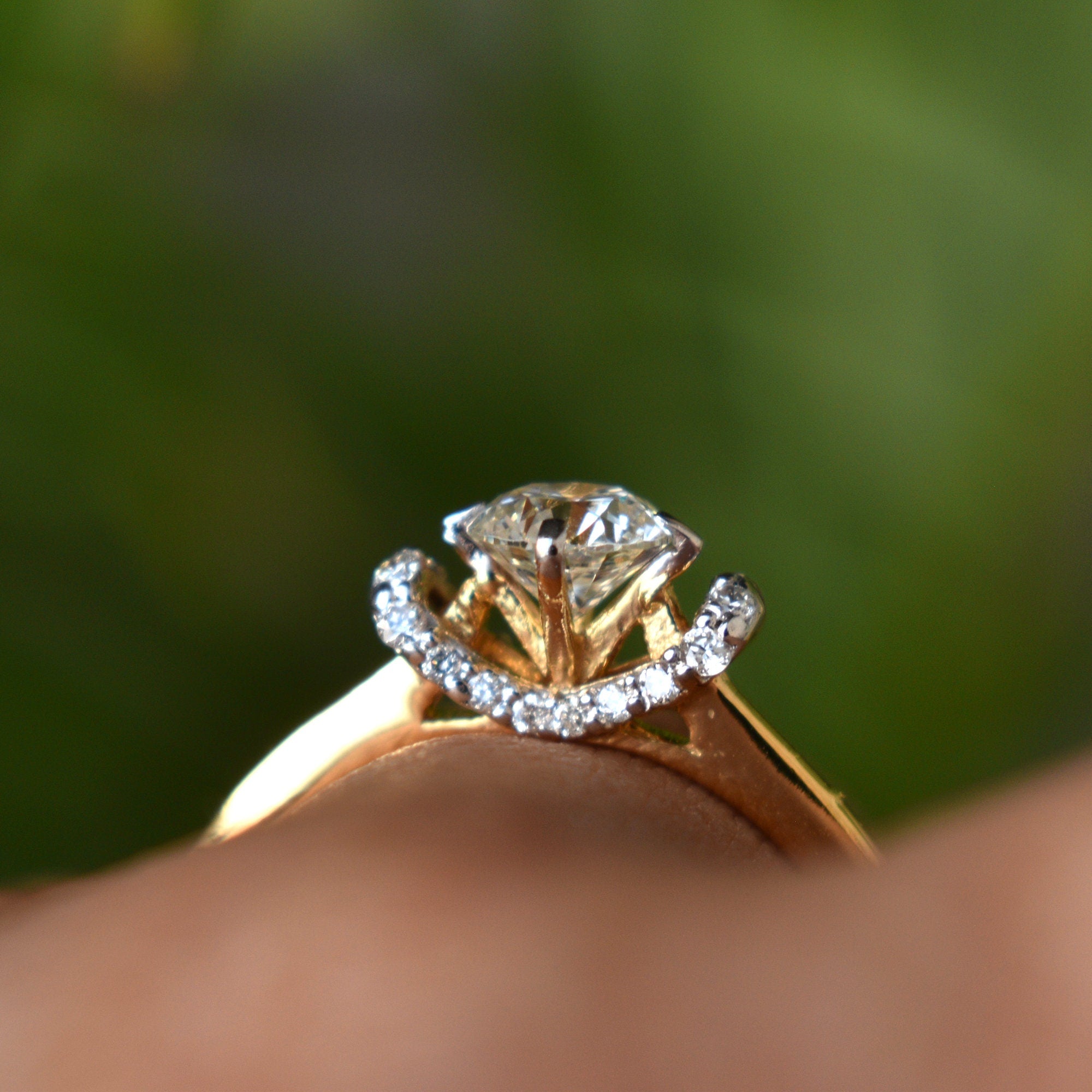 5mm Round Moissanite Diamond Engagement Ring Abhika Jewels