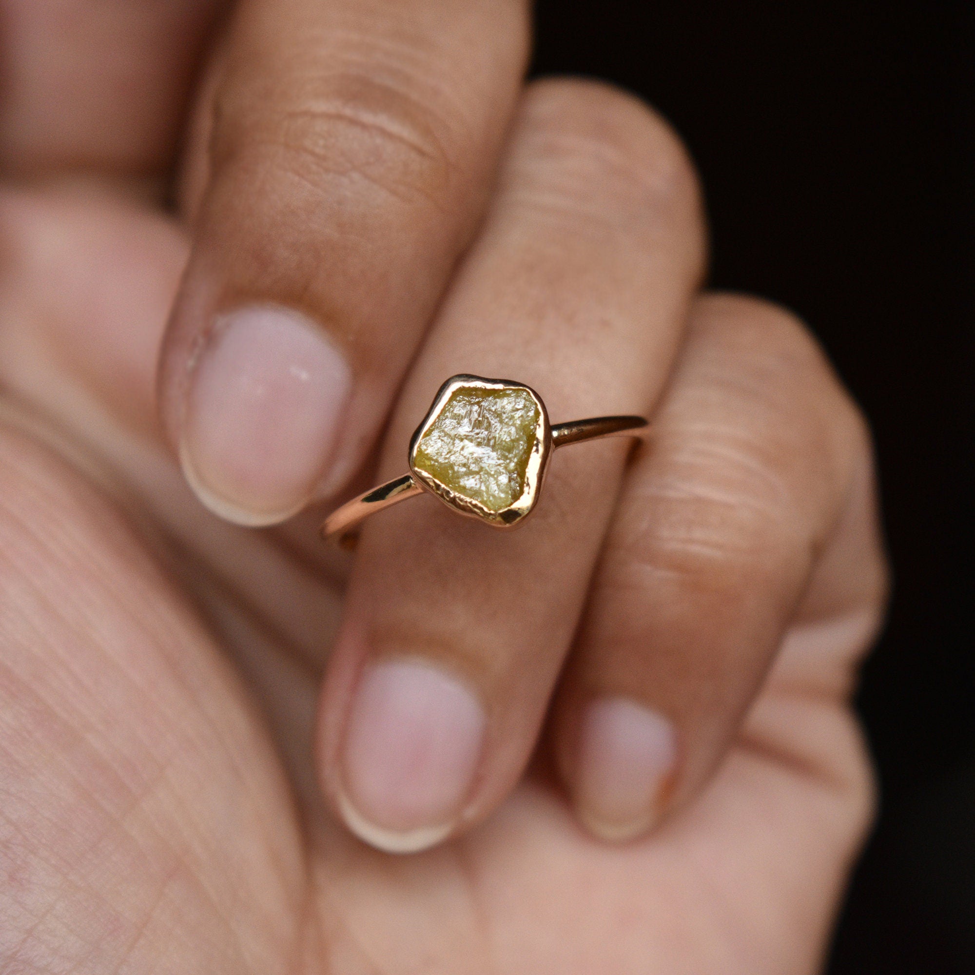 Rough Diamond and 14k Gold Branch Ring- Twig Band, Custom Made Wedding or Engagement  Ring in Yellow, White, or Rose Gold